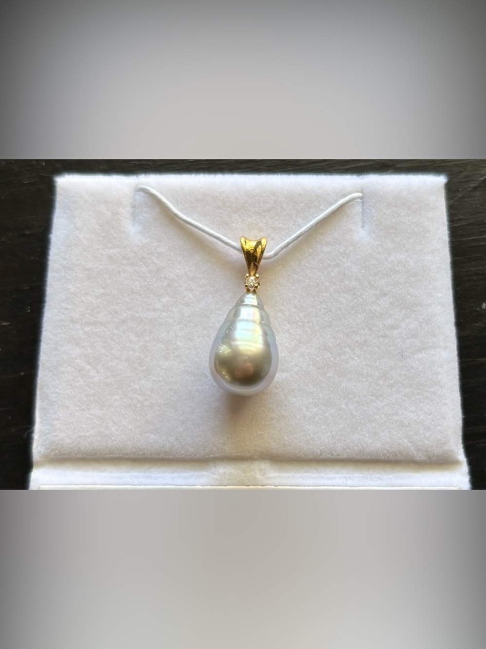 Maui Divers Silver/Iridescent Baroque Pearl Pendant, Diamond Accent in 14k Gold